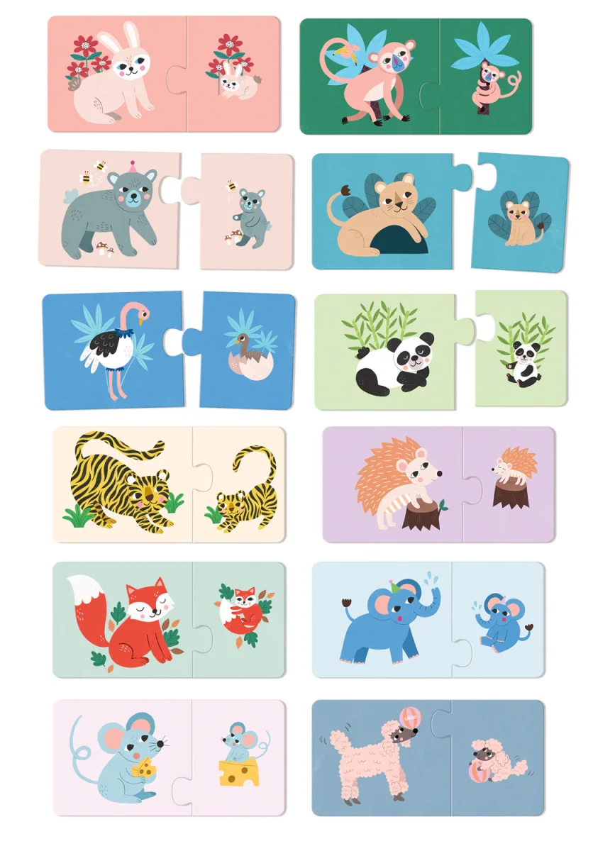 Coffret puzzles en bois 2 ans – Mamans & bébés animaux – Image 8